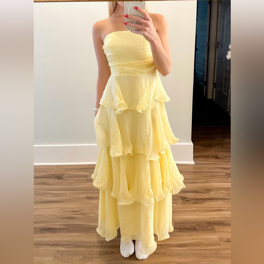 Revolve Yellow Ruffle Dress